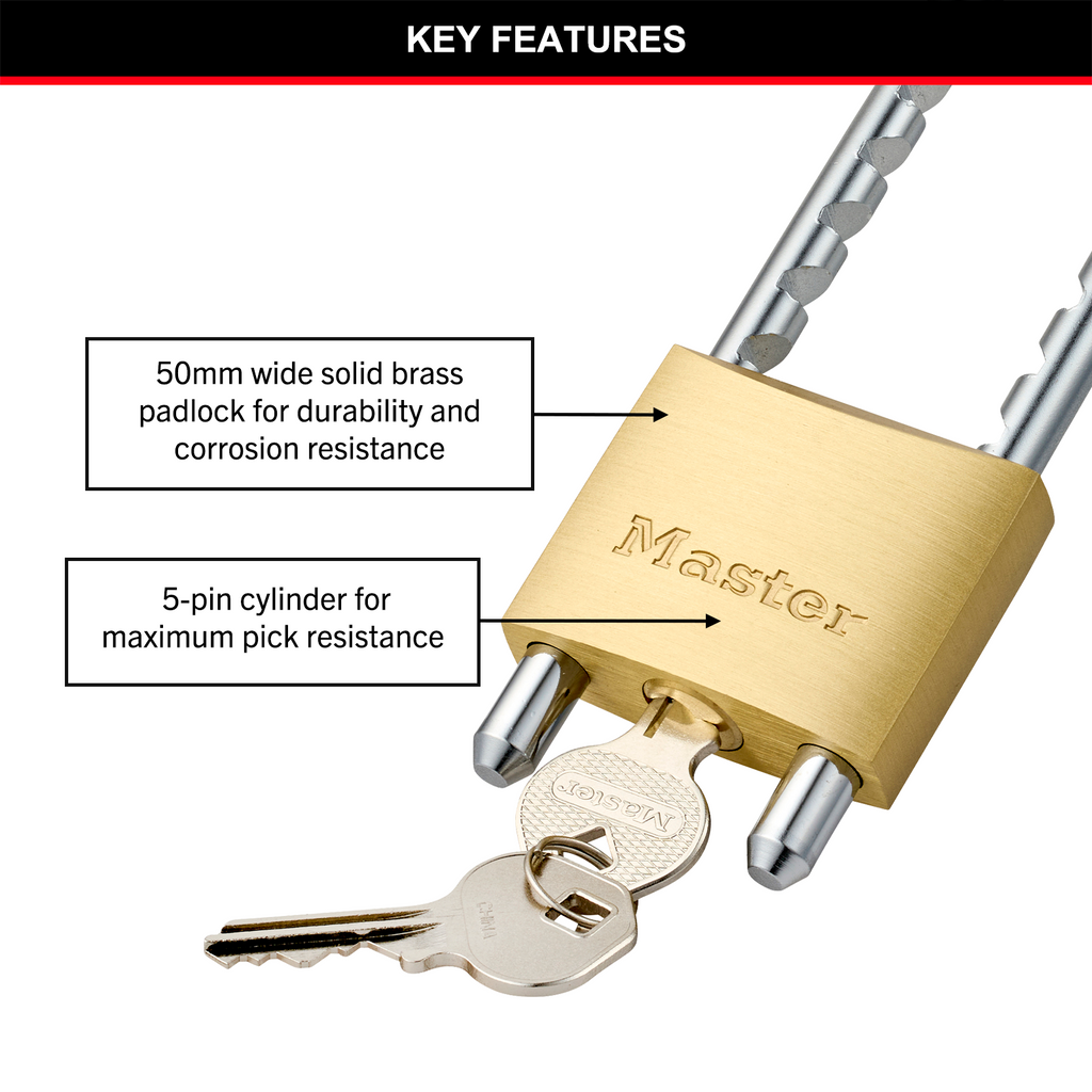 MasterLock 50mm Solid Brass Adjustable Shackle Padlock - Image 13 of 20