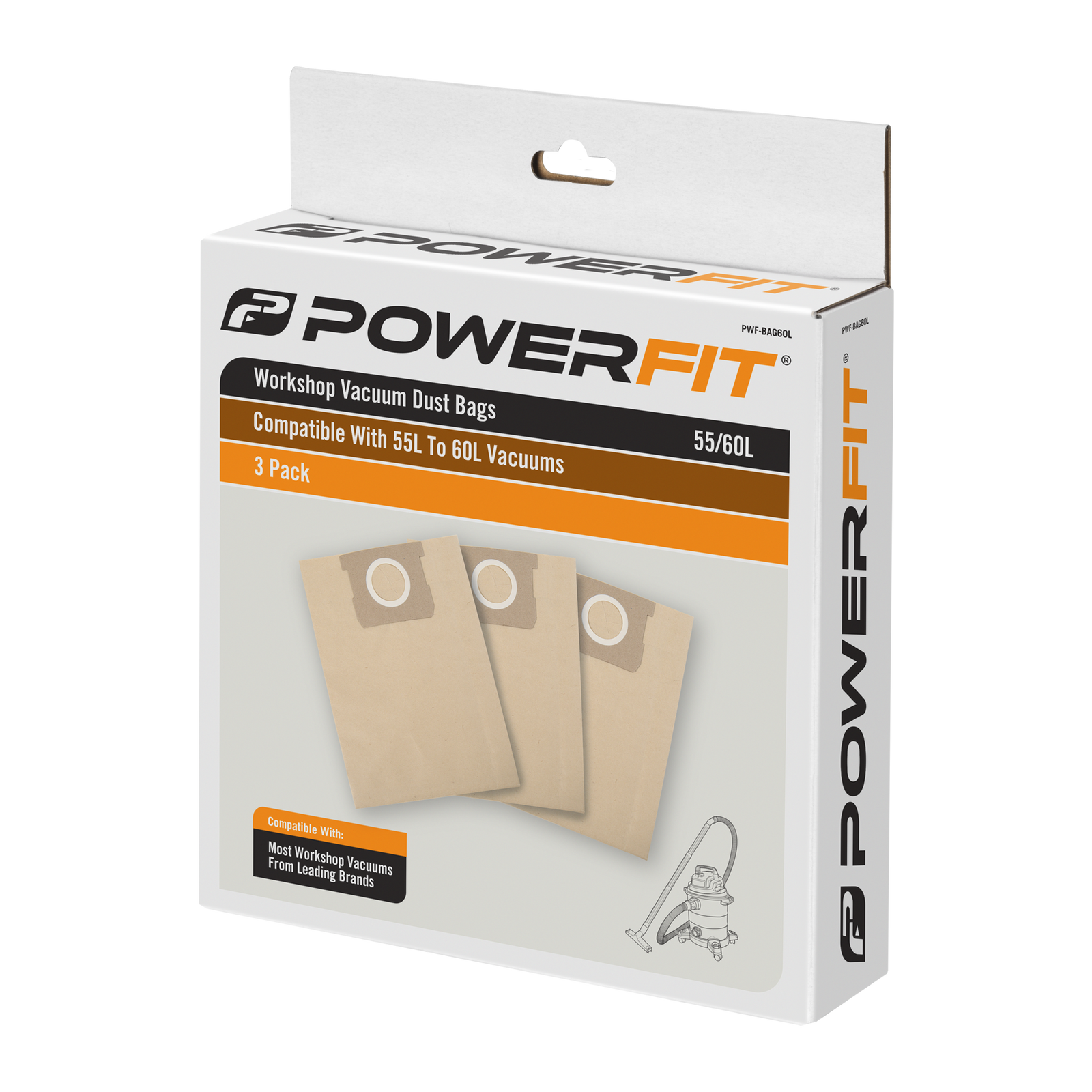 PowerFit 60L Dust Bag - 3 Pack - Image 1 of 2