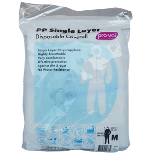 Pro-Val PP Single Layer Disposable Coverall - Size Medium