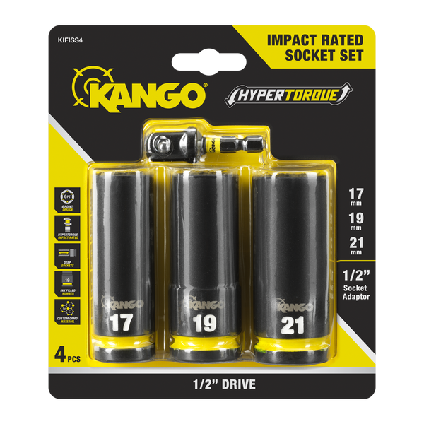 Kango 4 Piece Hypertorque Impact Rated Socket Set