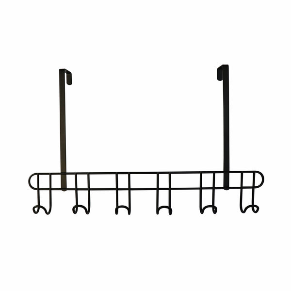 Adoored 6 Hook Black Over-The-Door Deco Hook Rack