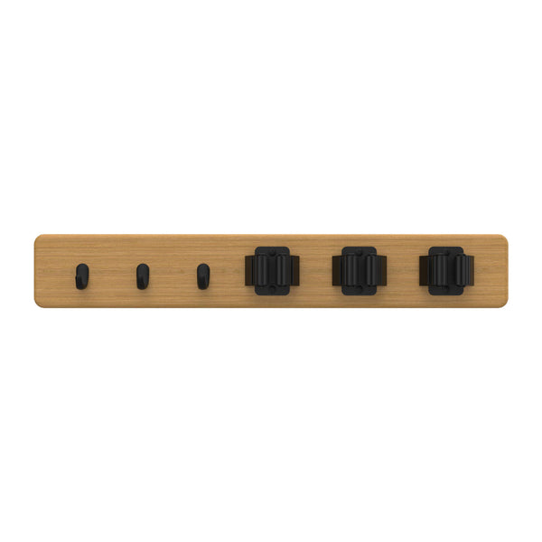 MODE 3 Hooks And 3 Grips On Bamboo Board Hook Rack