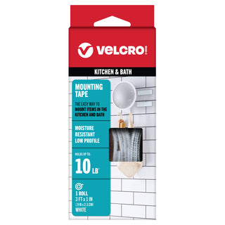 Velcro 25mm x 91cm White Industrial Strength Low Profile Stick On Hook & Loop Roll VL91060