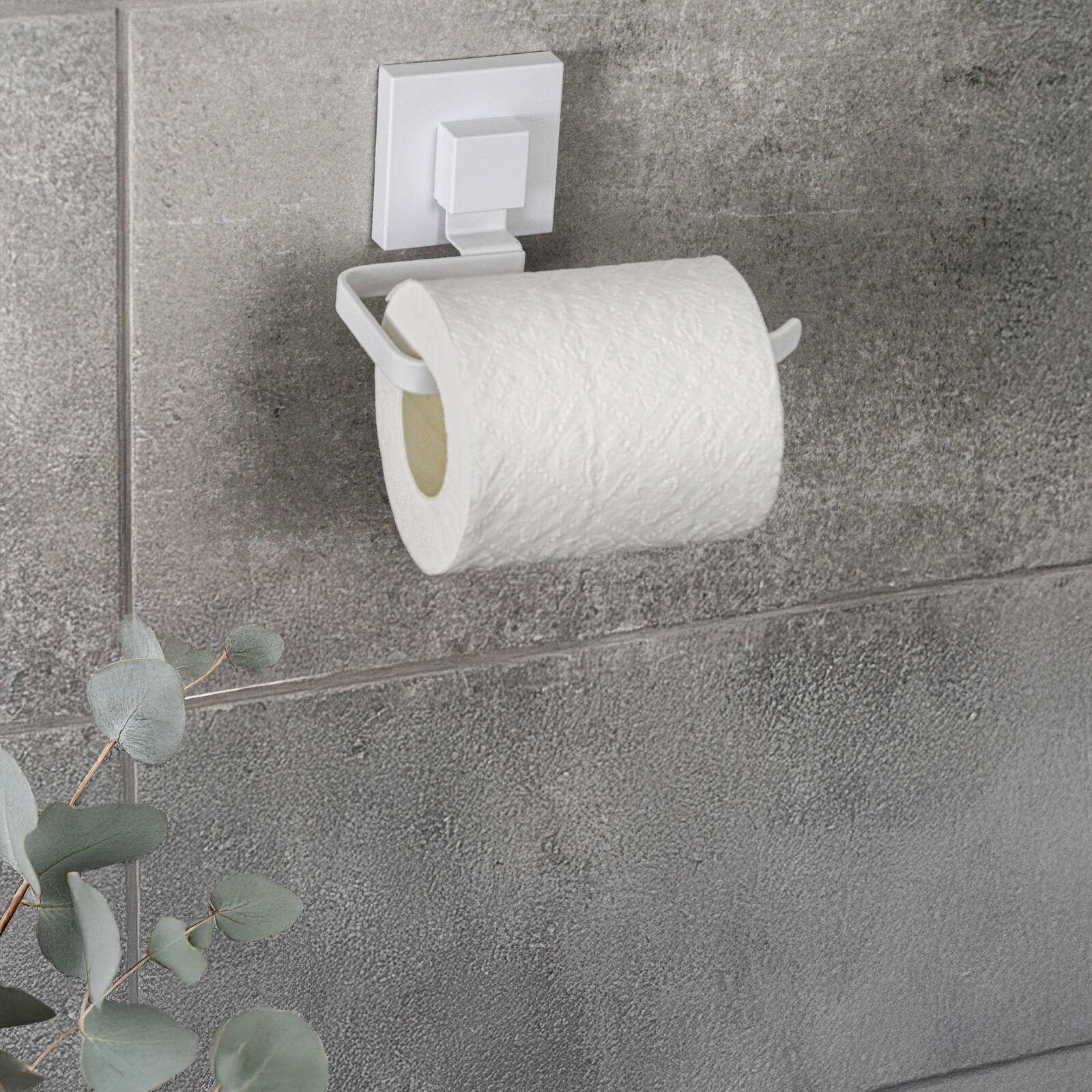 Fusion-Loc Matte White Style Suction Toilet Roll Holder - Image 2 of 3