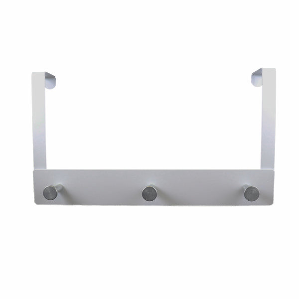 Adoored 3 Stud White Over-The-Door Deco Hook Rack