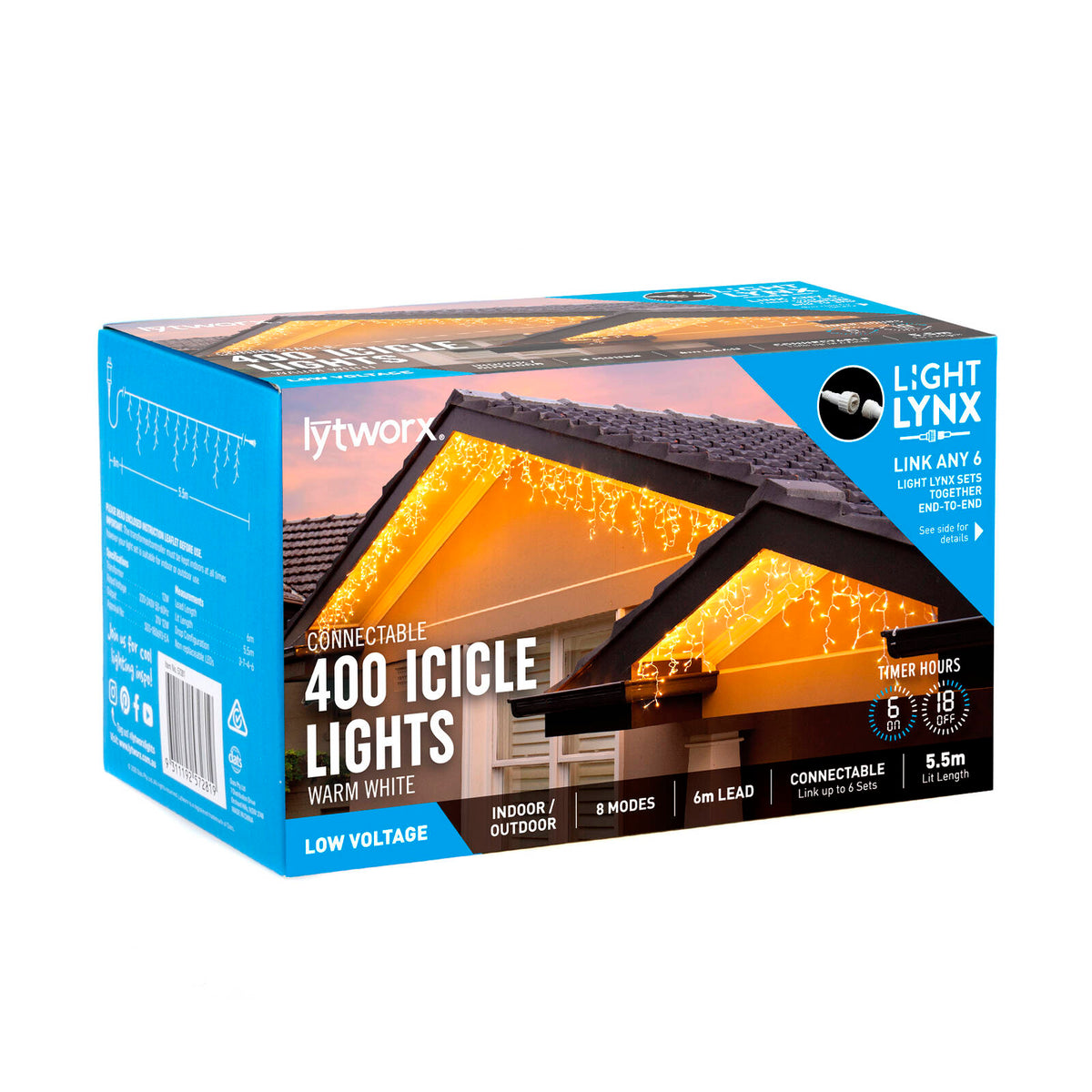 Lytworx 400 Warm White LED Connectable Icicle Lights - Image 1 of 2
