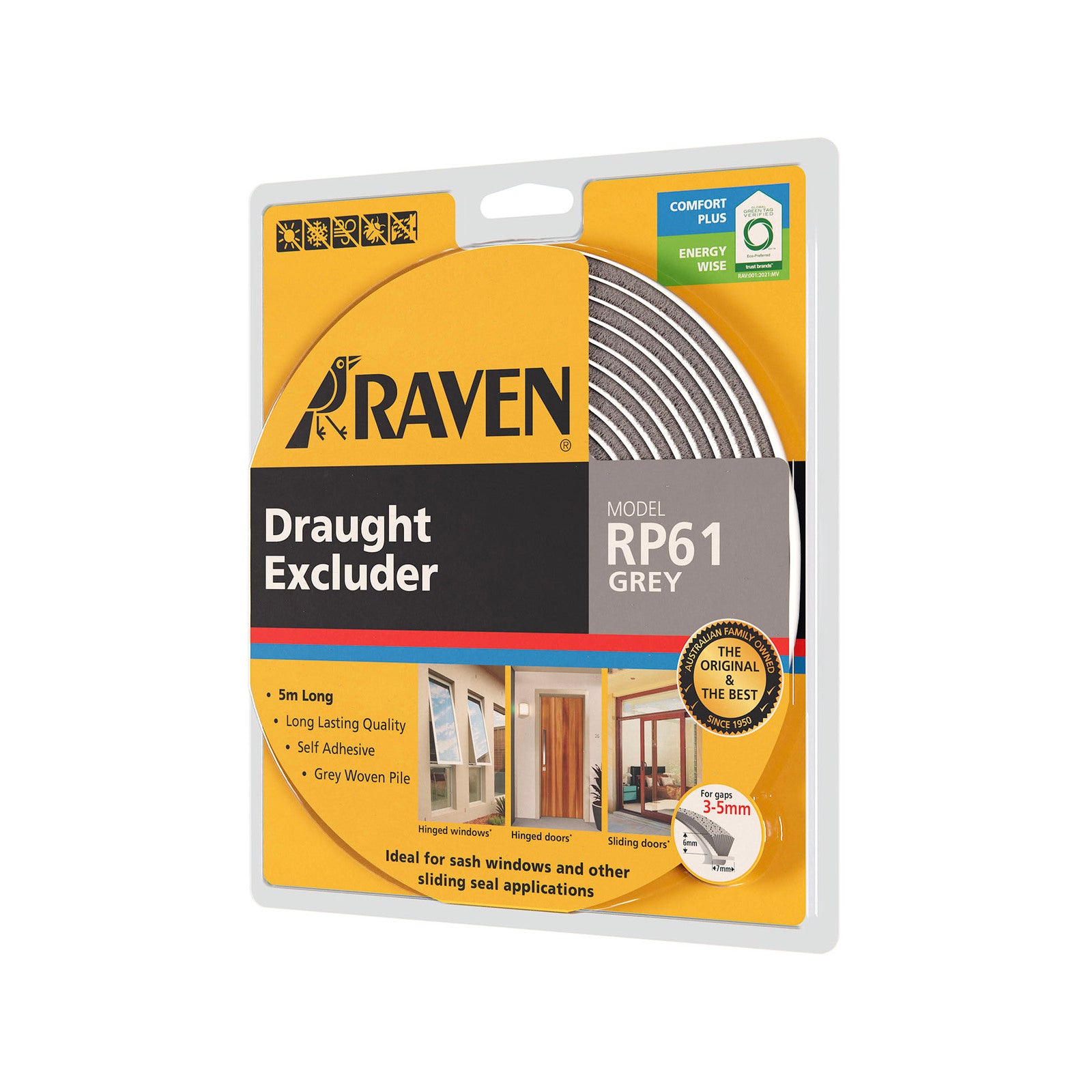 Raven 5000mm Grey RP61 Self Adhesive Weather Strip - Image 1 of 2