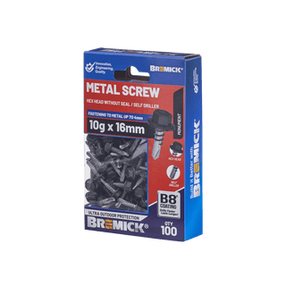 Bremick 10g x 16mm B8 MO Metal Hex Screw - 100 Box