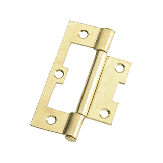 Lane 75 x 47 x 1.6mm Brass Plated Fixed Pin Easy Fit Hinge - 2 Pack