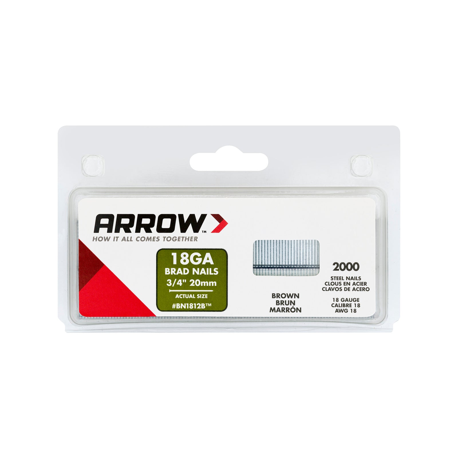Arrow 20mm 18 GA Brown Brad Nails - 2000 Pack - Image 1 of 2