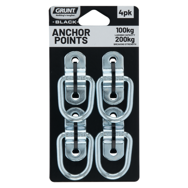 GRUNT Galvanised D Ring Anchor Points - 4 Pack