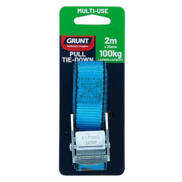 GRUNT 25mm x 2m Cam Buckle Light Duty Quick Release Pull Tie Down