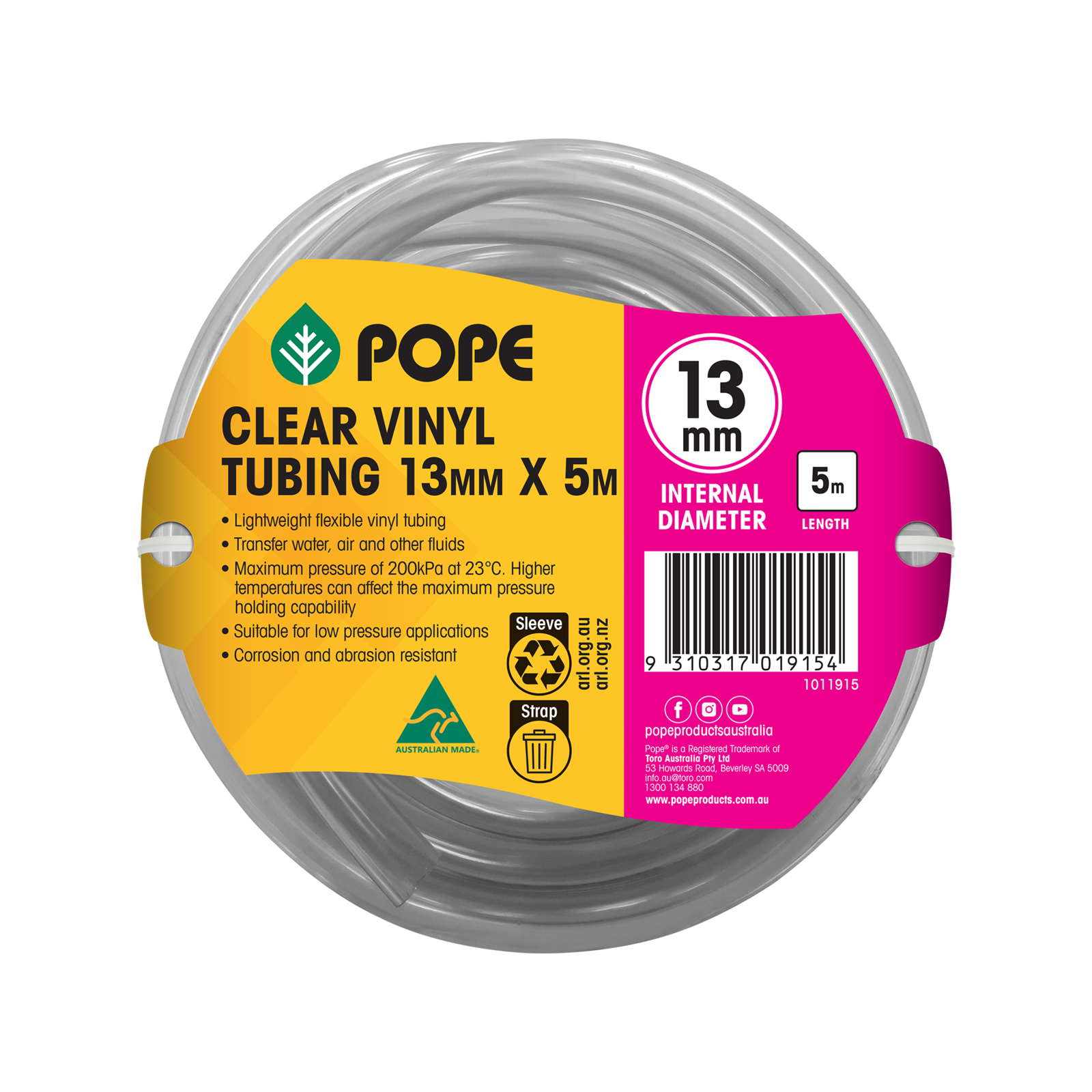 Pope 13mm x 5m Clear Vinyl Tubing - Image 1 of 1