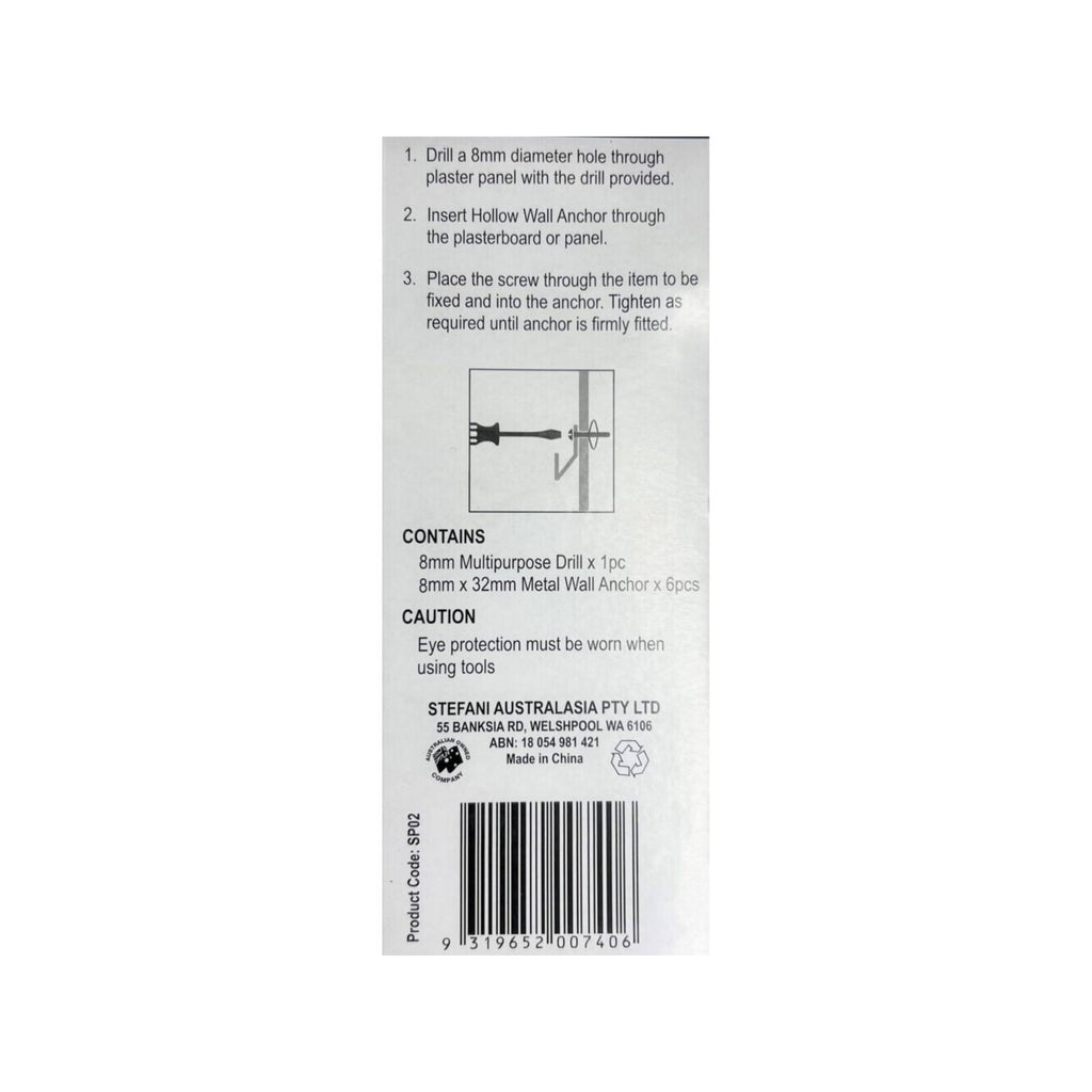STAHL Hollow Wall Kit 8mm Drill With 6-8 x 32mm Anchors - 6 Pack - Image 2 of 2