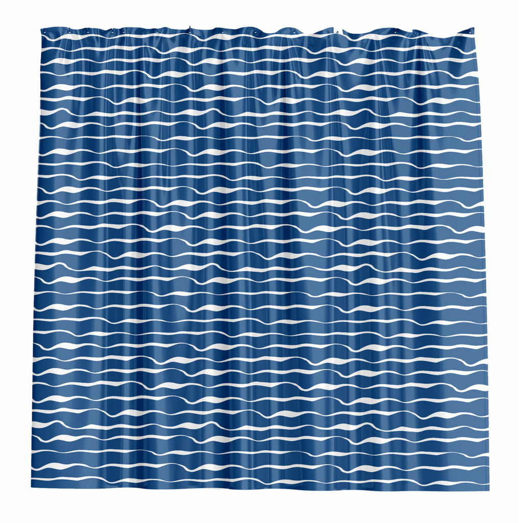 Barelli 180 x 180cm Blue Textured Waves Polyester Shower Curtain - Image 1 of 2