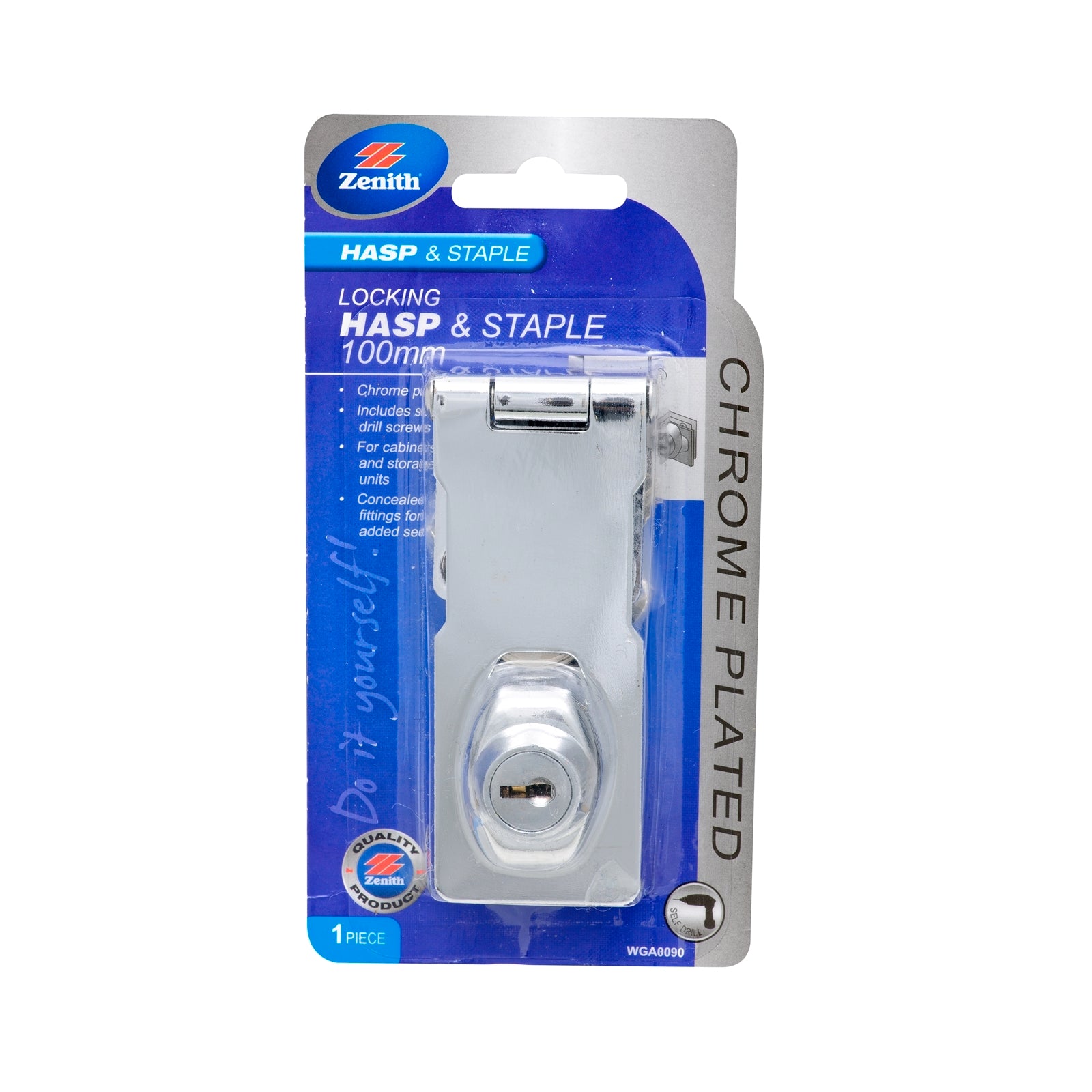 Zenith 100mm Chrome Plated Locking Hasp And Staple - Image 1 of 1