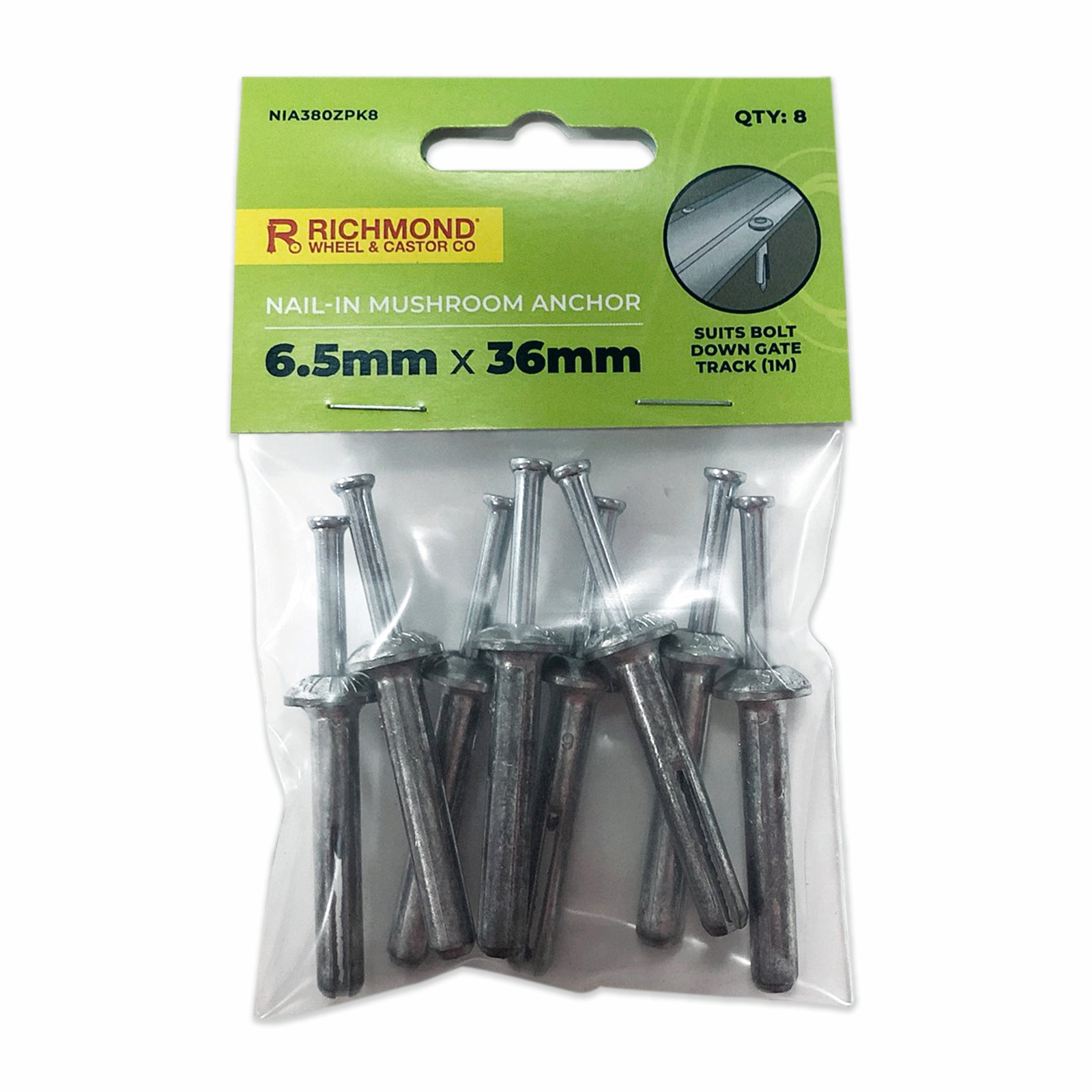 Richmond 6.5 x 36mm Nail In Mushroom Head Anchor Bolt - 8 Pack - Image 1 of 1