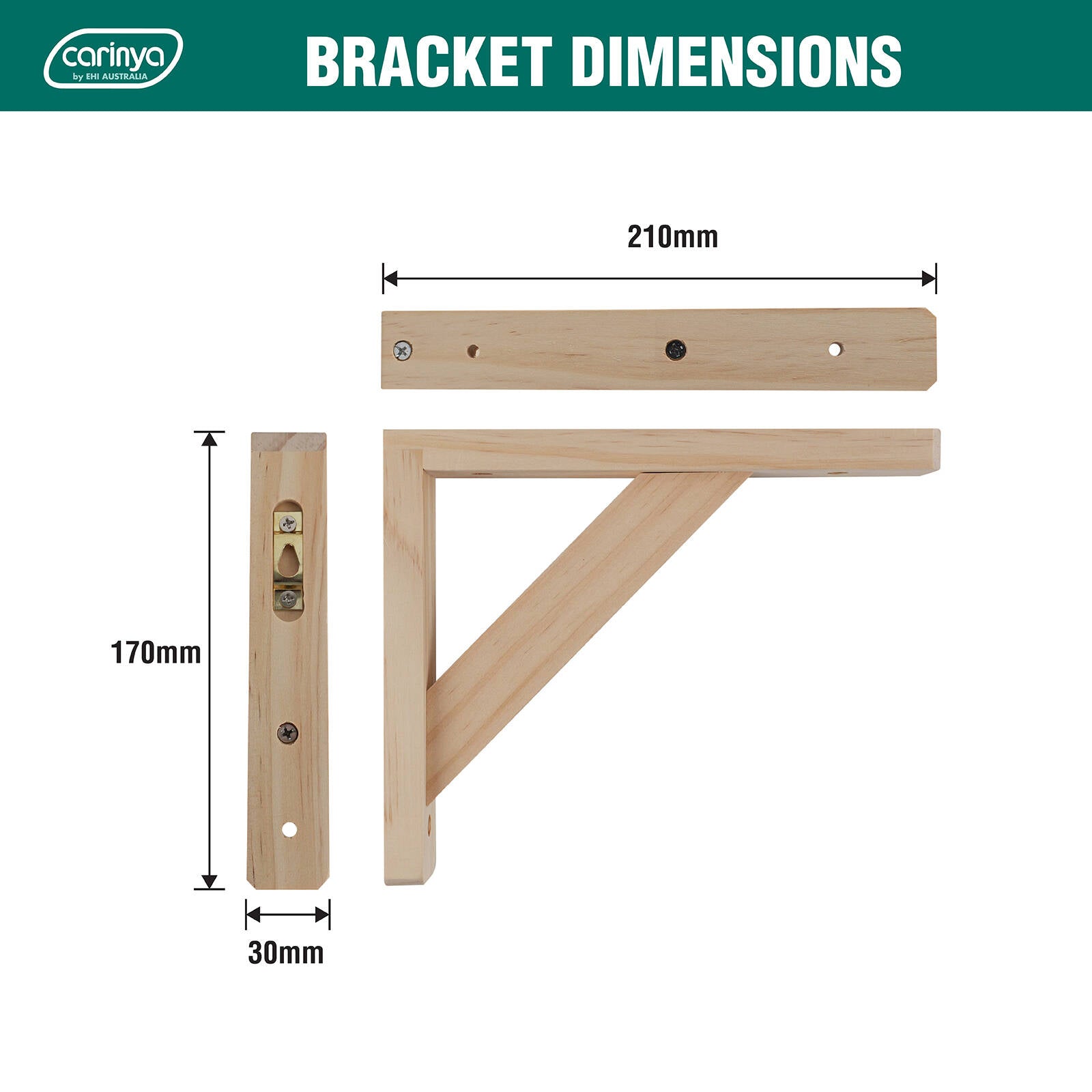 Carinya 210 x 170mm Raw Pine Stayed Bracket - Image 4 of 10