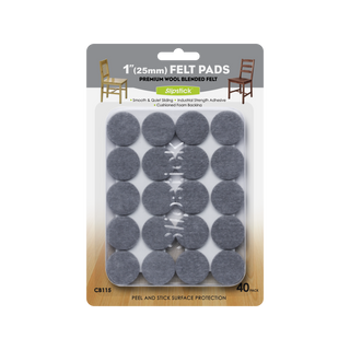 Slipstick 25mm Grey Round Premium Wool Blended Floor Protection Felt Pads - 40 Pack