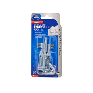 Zenith 100 x 10mm Zinc Plated Single Eye Padbolt