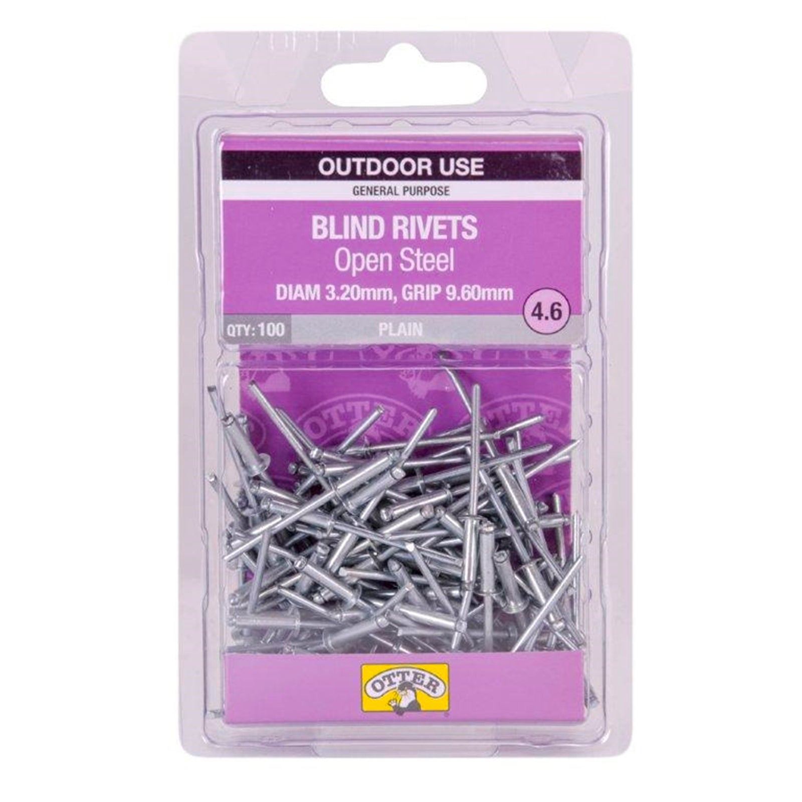 Otter 3.2 x 9.6mm Open Steel Blind Rivets - 100 Pack - Image 1 of 1