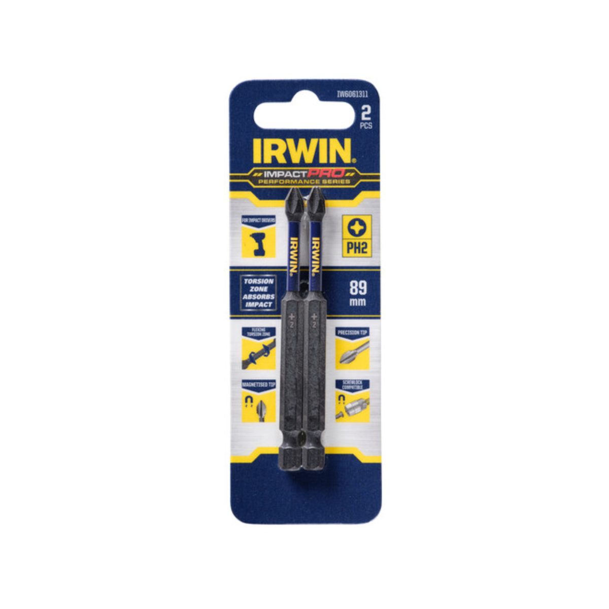 IRWIN 89mm PH2 Impact Pro Performance - 2 Pack - Image 1 of 2