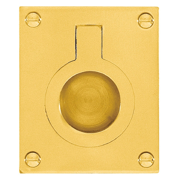 Delf 37mm x 50mm Polished Brass Flush Ring Pull