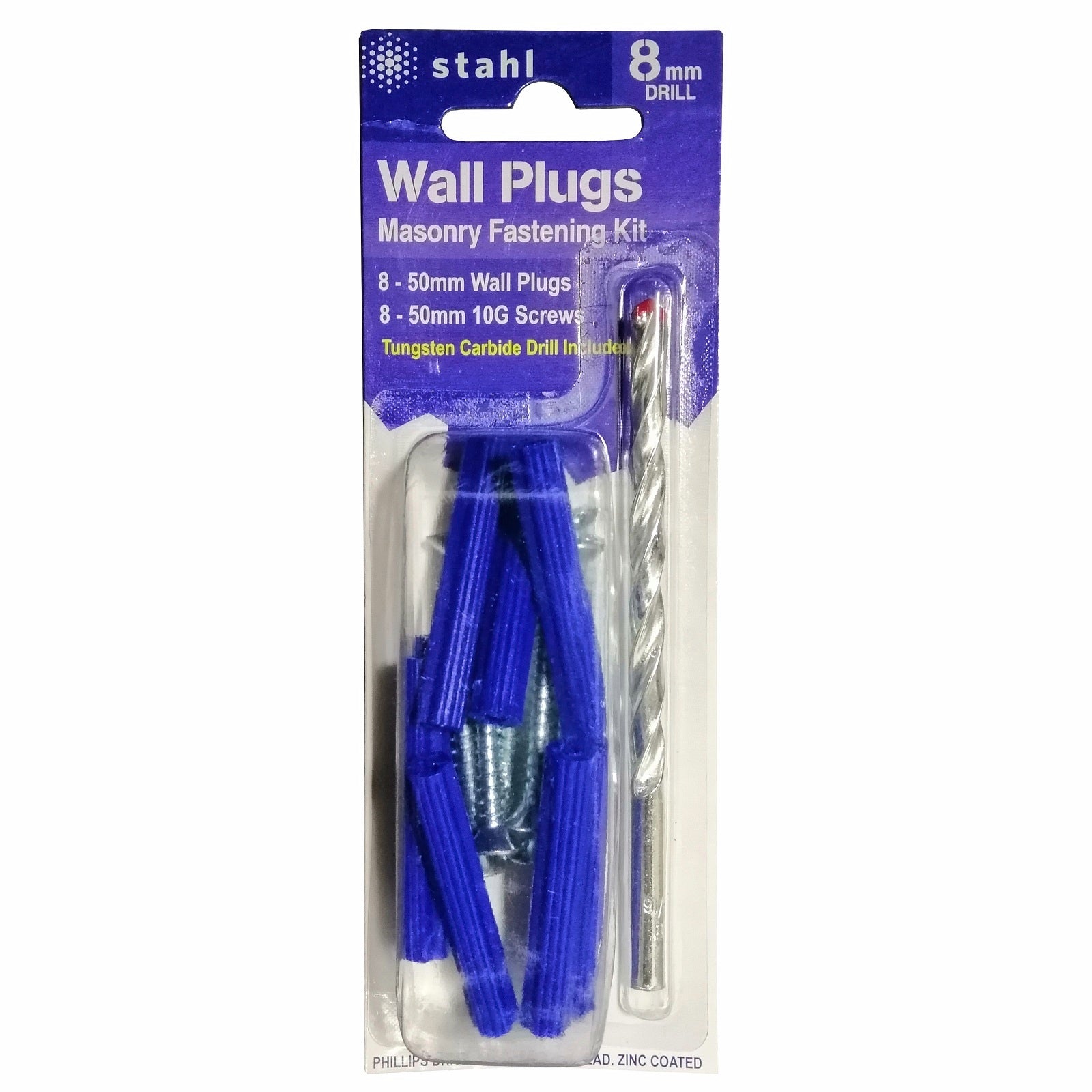 STAHL Masonry Kit 8mm Drill With 50mm Blue Wall Plugs - Image 1 of 1