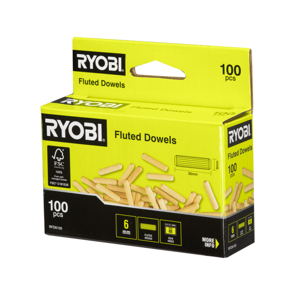 Ryobi 6mm Fluted Dowel - 100 Pack