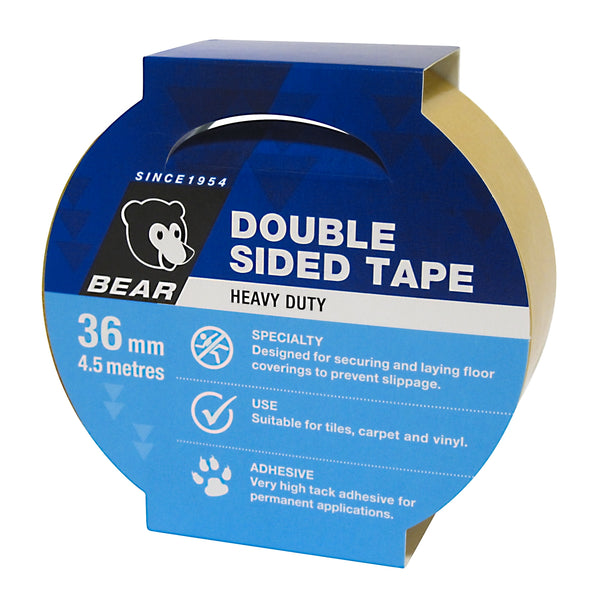 Bear 36mm x 4.5m White Double Sided Tape - 36mm