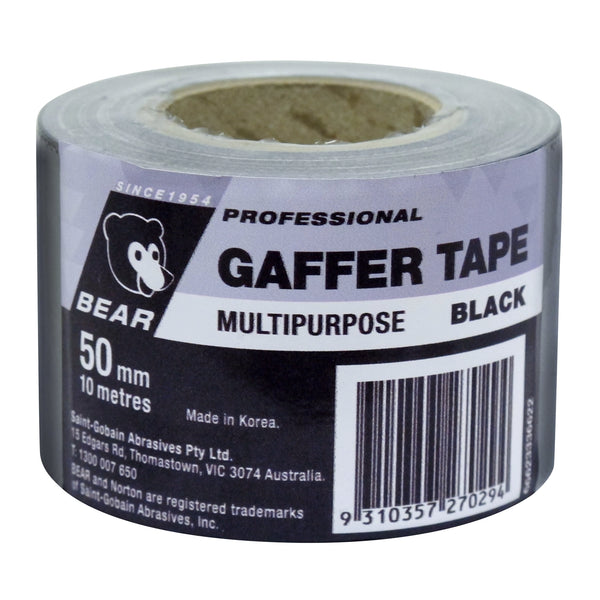 Bear 50mm x 10m Black Multipurpose Gaffer Tape - Black 10m