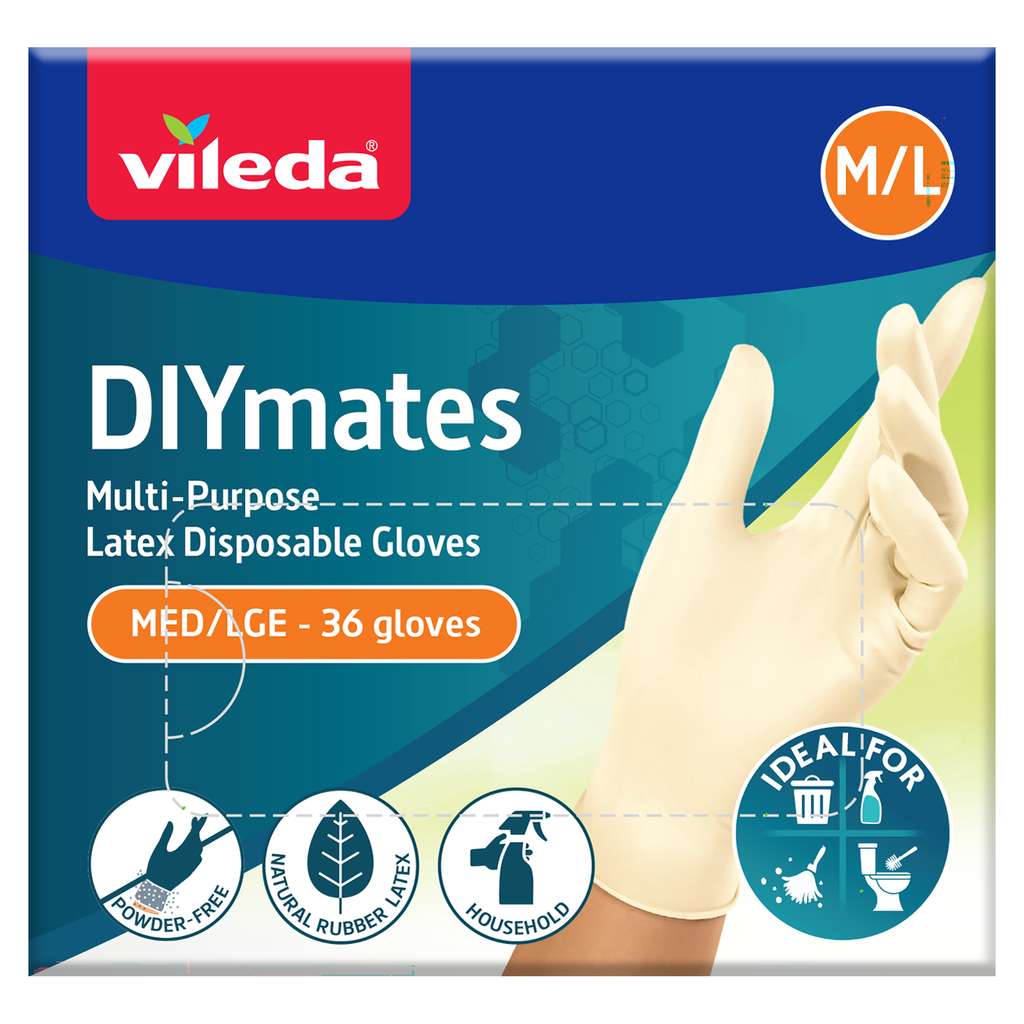 Vileda DIYmates Latex Disposable Gloves 36pk - Medium/Large - Image 1 of 4