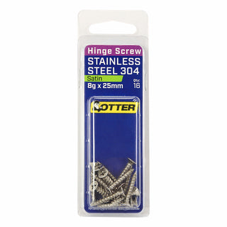 Otter 8 x 25mm Satin Stainless Steel 304 Hinge Screws - 16 Pack