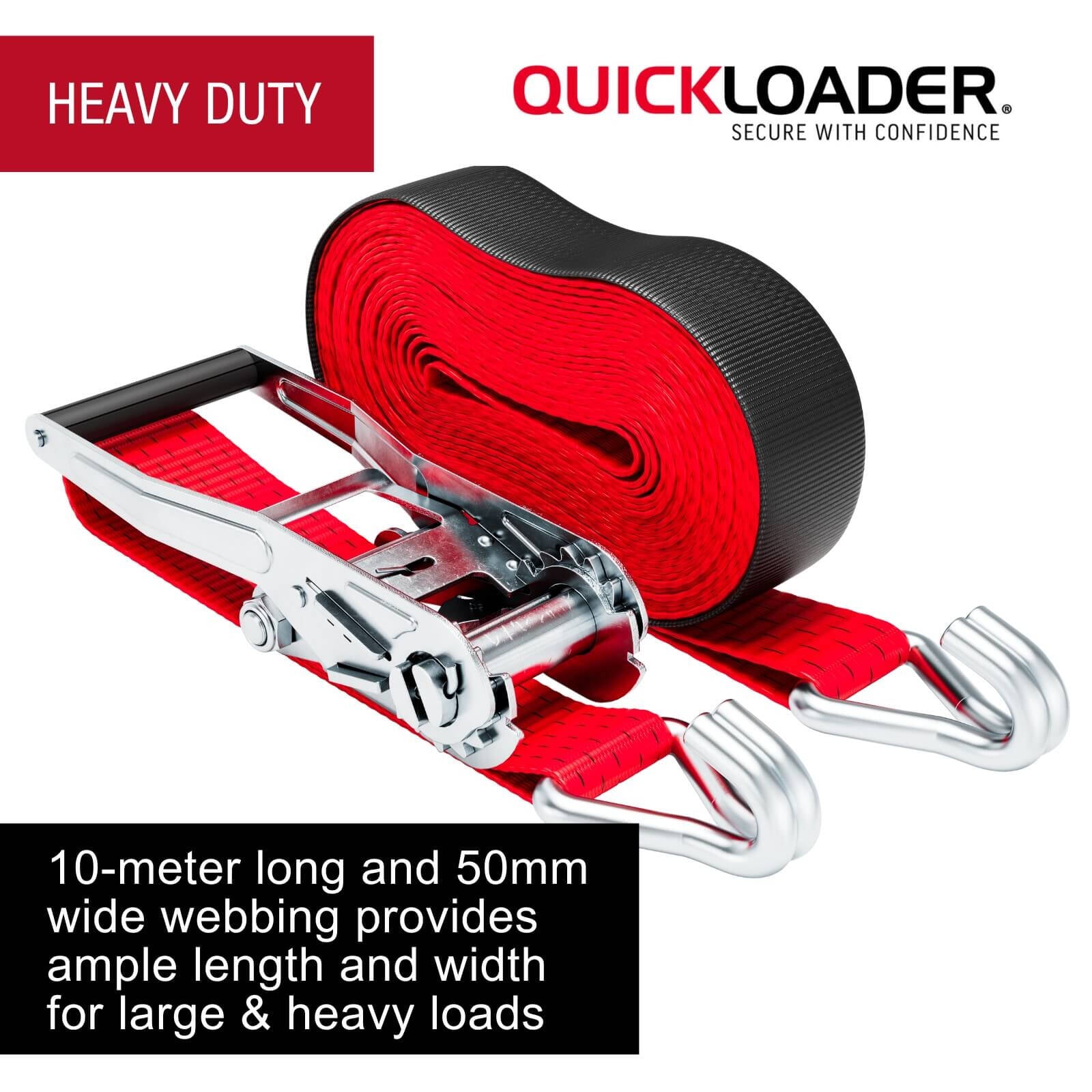 Quickloader Ratchet Strap Tie Down 10m 2500kg Lashing Capacity - Image 4 of 12