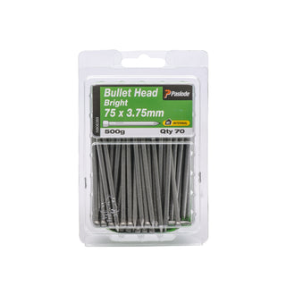 Paslode 75 x 3.75mm 500g Bright Steel Bullet Head Nails - 70 Pack