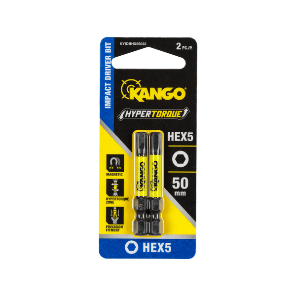 Kango 50mm HEX5 Hypertorque Impact Driver Bit - 2 Pack