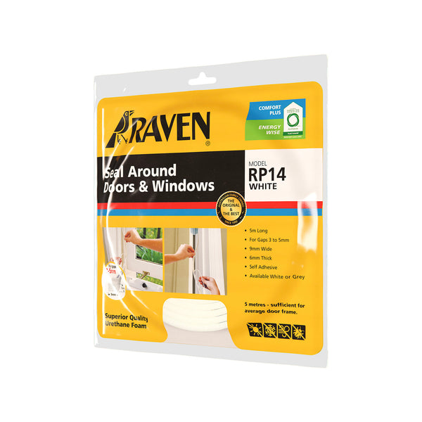 Raven 5000mm White RP14 Self Adhesive Weather Strip - 5000mm White