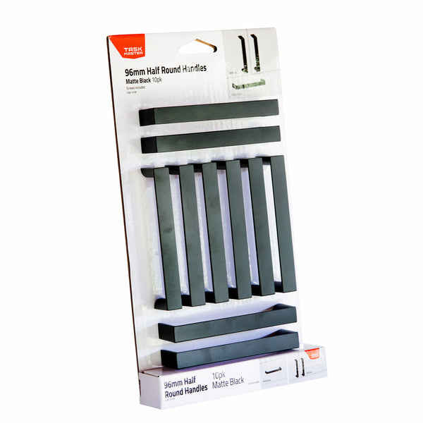 Taskmaster 96mm Matte Black 1/2 Round Handle - 10 Pack - 96mm