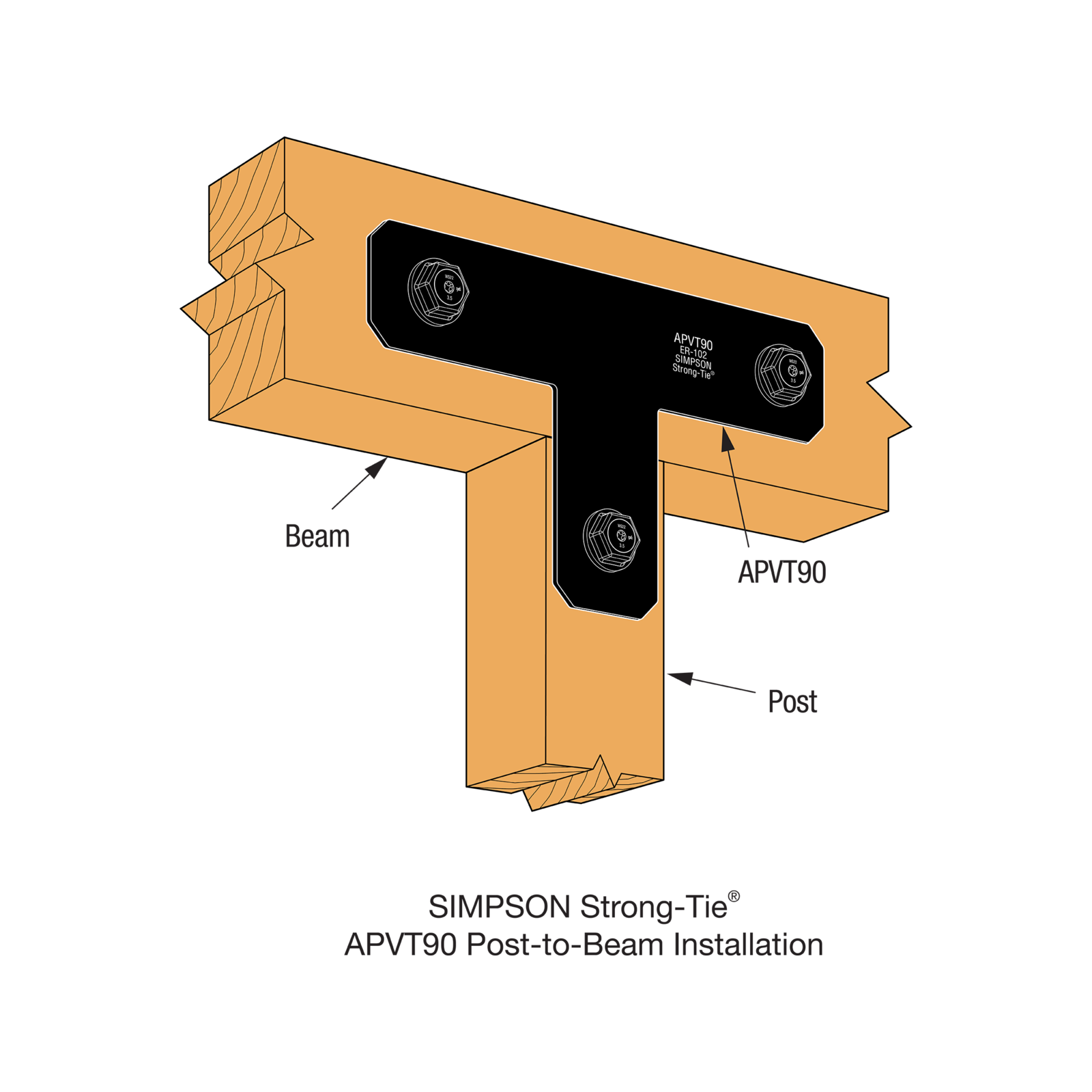 Simpson Strong-Tie 350 x 210 x 75mm Black Outdoor Accents Strap Tie T Plate - Image 3 of 5
