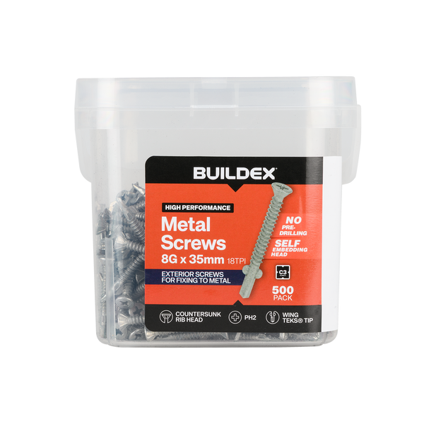 Buildex 8G x 35mm Class 3 Sheet Metal Screws - 500 Pack