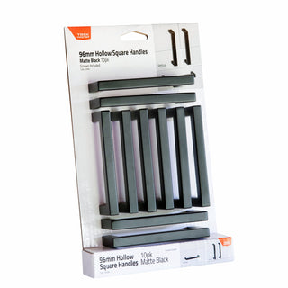 Taskmaster 96mm Black Matte Hollow Square Handle - 10 Pack