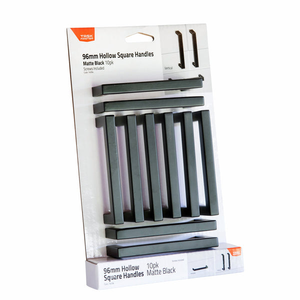 Taskmaster 96mm Black Matte Hollow Square Handle - 10 Pack