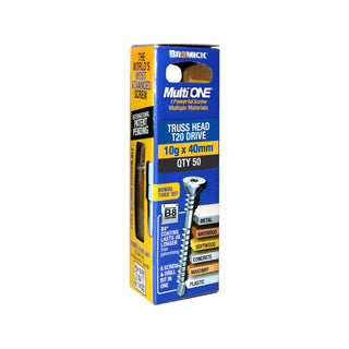 Bremick MultiONE 10g x 40mm B8 Countersunk Truss Head Screw - 50 Pack