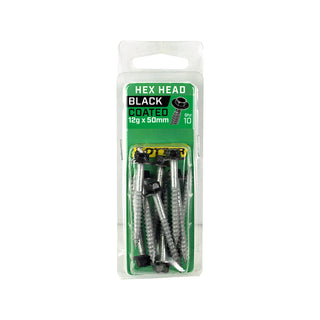 Otter 12 x 50mm Black Hex Head Screws - 10 Pack