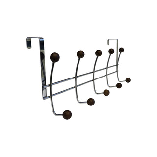 Adoored 10 Hook Satin Chrome Over-The-Door Ball Deco Hook Rack