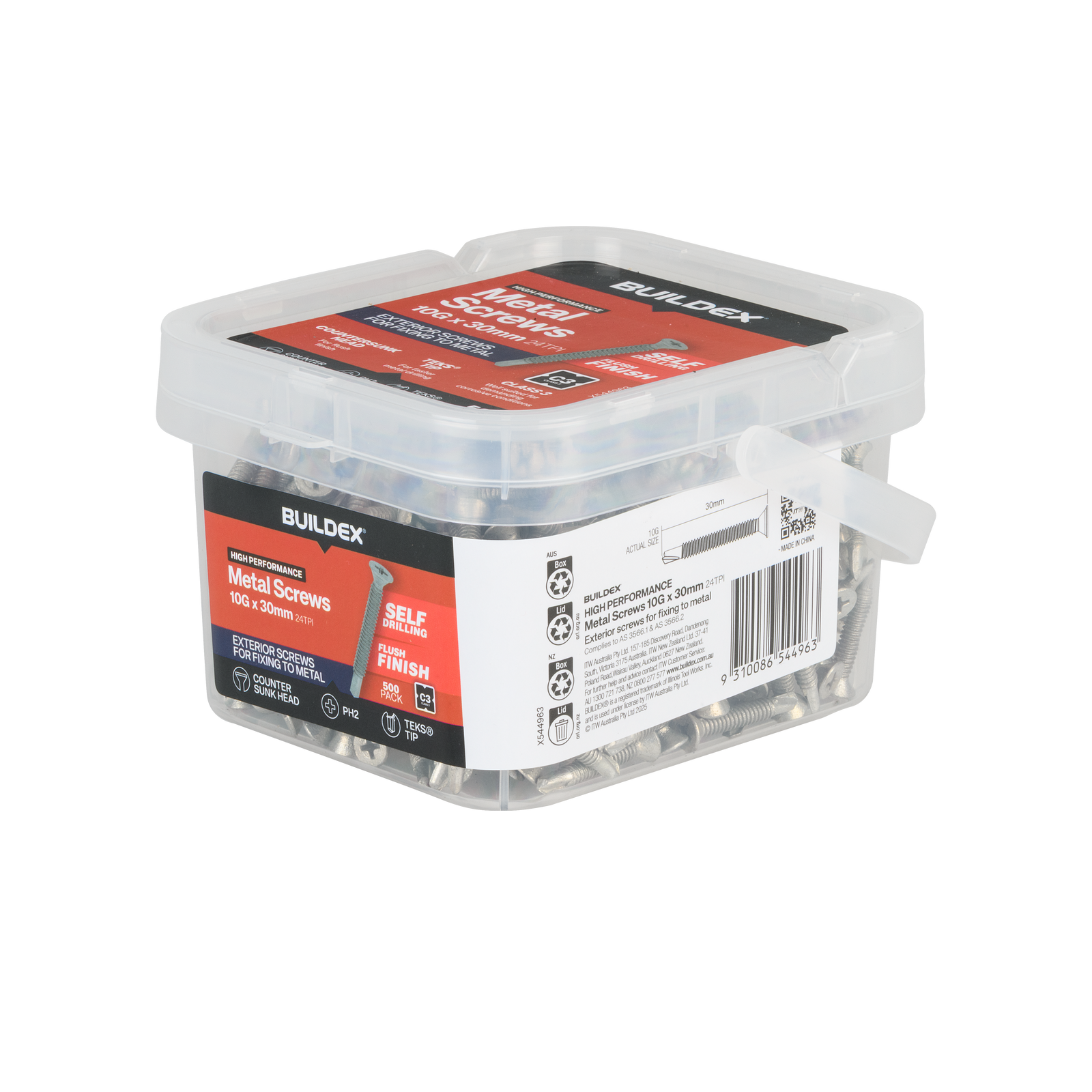 Buildex 10G x 30mm Class 3 Sheet Metal Screws - 500 Pack - Image 8 of 11