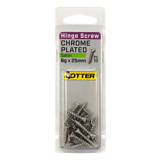Otter 8 x 25mm Satin Chrome Hinge Screws - 16 Pack