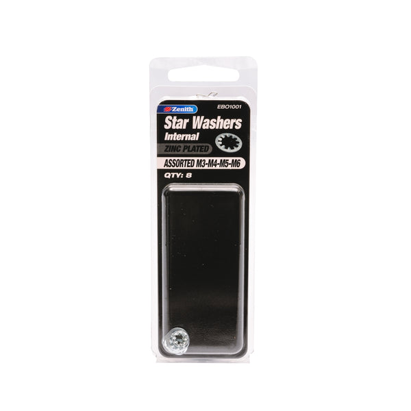 Zenith M3-M4-M5-M6 Zinc Plated Assorted Internal Star Washer - 8 Pack