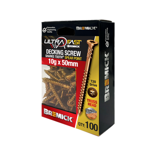 Bremick 10g x 50mm Bronze T20 304 Stainless Steel Deck Screws SPTRTC5 - 100 Pack