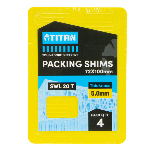 Titan 5 x 72 x 100mm 4 Piece Yellow Shim Packing